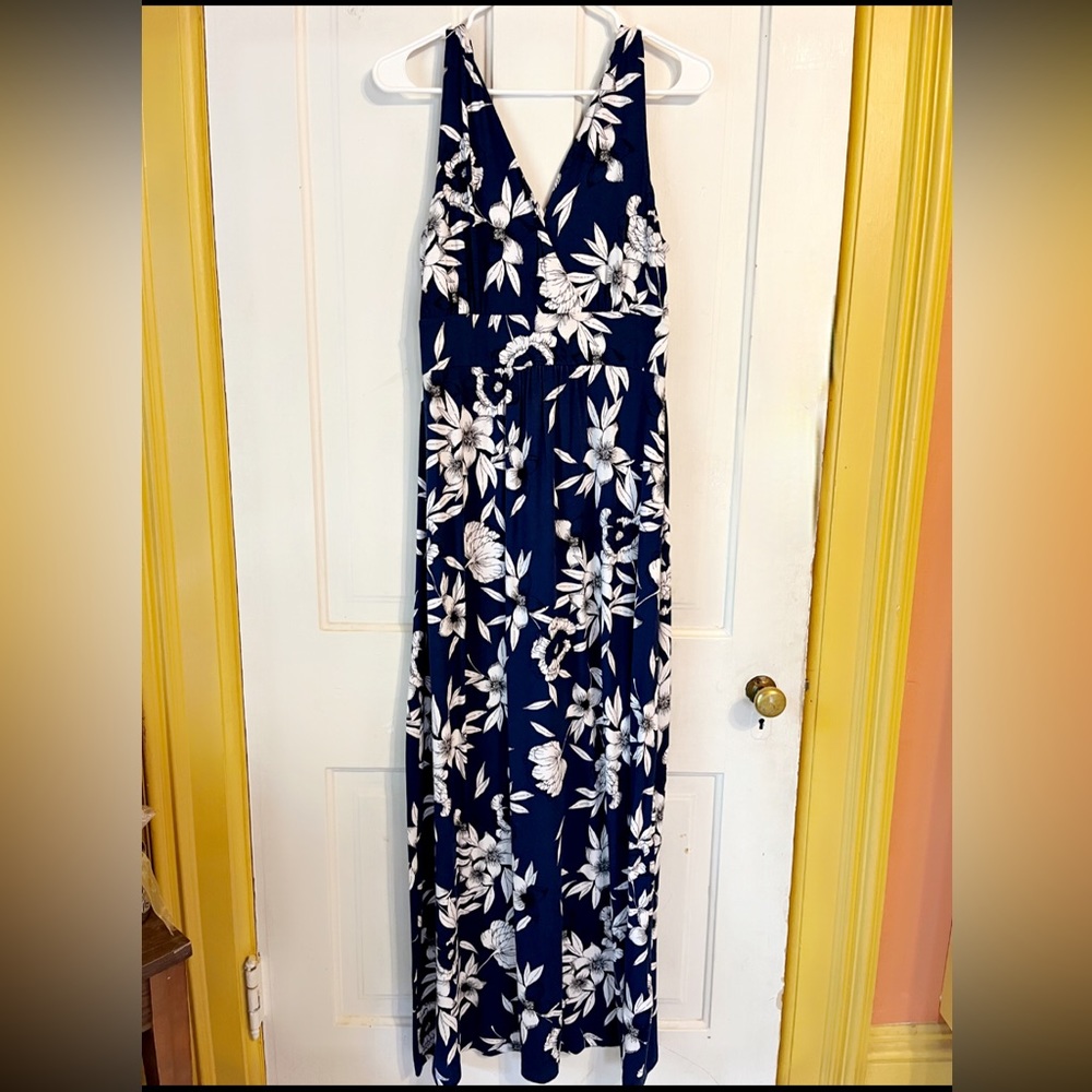 Navy blue floral maxi dress